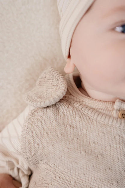 Knitted one-piece dungarees - Soft Beige Melee