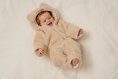 Teddy One Piece Suit Baby Bunny - Pram Suit (Sand and Off White)